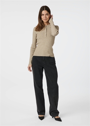 Panama knit bluse Beige Melange Neo Noir 